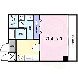 エクセレント・ビューかも川 1Kの間取図画像