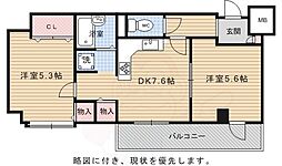 ダイアパレス西大路御池 2DKの間取図画像