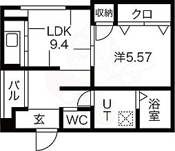 朱雀館 1LDKの間取図画像