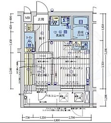 アクアプレイス京都聚楽第 1DKの間取図画像
