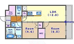 ベルビュー東寺西門通 2LDKの間取図画像