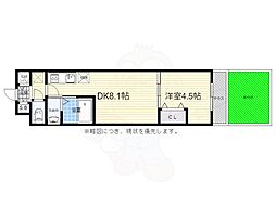 アドバンス京都北大路レフィナード 1DKの間取図画像