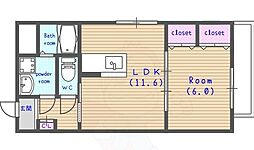 シャルレ7番館 1LDKの間取図画像