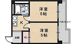 アメニティー京都二番館 2Kの間取図画像
