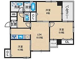 シンフォニー四条河原町 3LDKの間取図画像