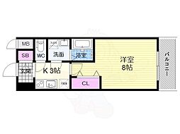 エステムコート京都西大路 1Kの間取図画像