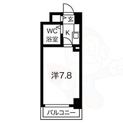 アルテハイム二条城 1Kの間取図画像