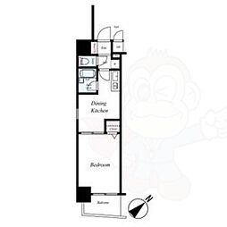 エスリード河原町第3 1DKの間取図画像