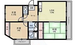 ヴィラ衣笠 3LDKの間取図画像