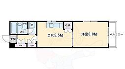 グランディール下鴨 1DKの間取図画像