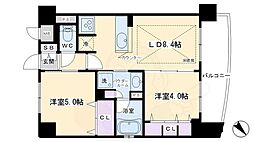エステムプラザ京都河原町通2レジデンシャル 2DKの間取図画像
