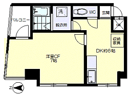 サンフラワービル 3階1DKの間取り