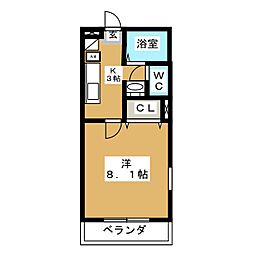 ウエストコート 1階1Kの間取り