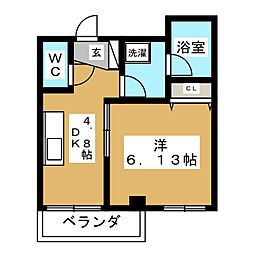 ハイツＭＫＭ 2階1DKの間取り