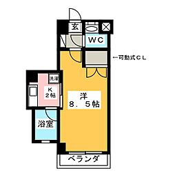 サンメリー 4階1Kの間取り