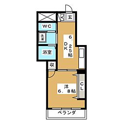 メゾン桜 3階1DKの間取り