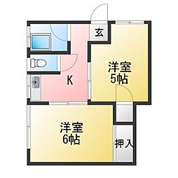 永楽コーポ 2Kの間取図画像
