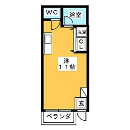 ルチア ワンルームの間取図画像