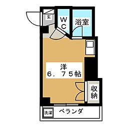 シューハイツ ワンルームの間取図画像