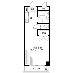 熊の前ビル ワンルームの間取図画像
