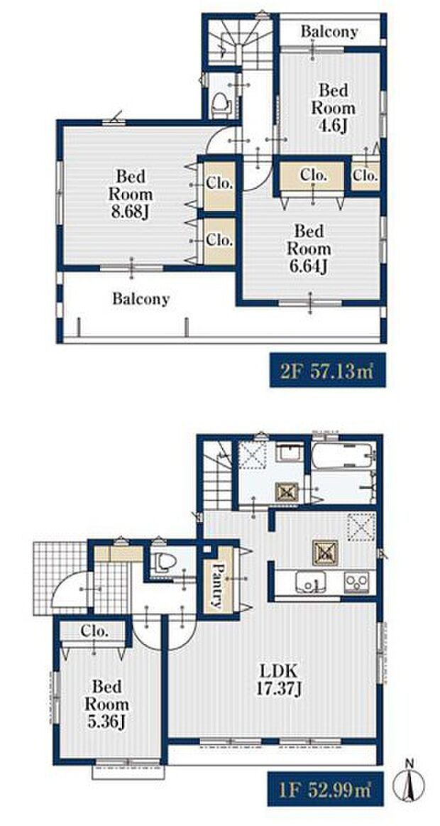 ４LDK　LDKは約17.3帖♪間取り図（図面と現況に差異がある場合は現況優先させて頂きます）