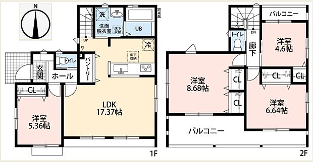 4LDK LDKは約17.3帖♪間取り図(図面と現況に差異がある場合は現況優先させて頂きます)