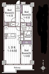 クオス金沢八景レジデンシヤルステージ 3LDKの間取図画像
