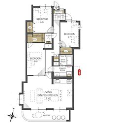 ニューウェルテラス金沢八景B棟 3LDKの間取図画像