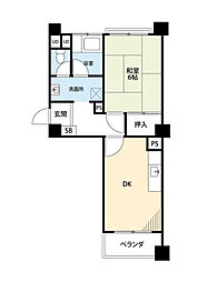 富岡シーサイドコーポN棟 1DKの間取図画像