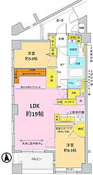 グレイスガーデン武蔵小山 6階2LDKの間取り