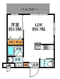 ワコーレヴィータ千里豊津 1階1LDKの間取り