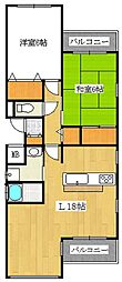 レジデンシャル豊中 2LDKの間取図画像