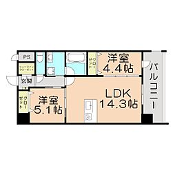 デュオグラン都島アード 2LDKの間取図画像