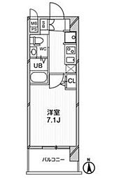 エグゼ天神橋 7階1Kの間取り
