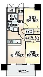ベリー海老江 2LDKの間取図画像