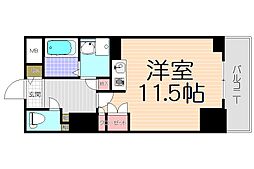 エルヴェ東天満 1Kの間取図画像