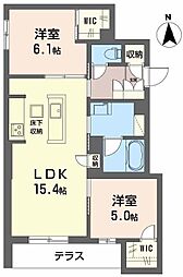 大阪市都島区都島北通2丁目アパート 2LDKの間取図画像