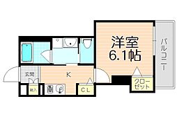 エスティメゾン 1Kの間取図画像