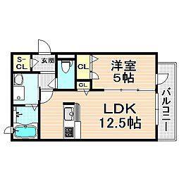 ベッロ北梅田 1LDKの間取図画像