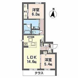 シャーメゾン バードヒルズ 2LDKの間取図画像
