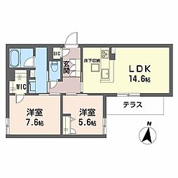 シャーメゾン バードヒルズ 2LDKの間取図画像