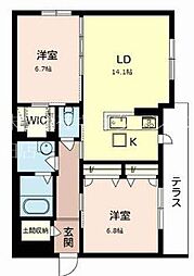シャーメゾン太成 2LDKの間取図画像