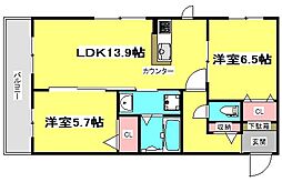 シャーメゾン太成 2LDKの間取図画像
