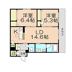 シャーメゾンアリスティオ 2LDKの間取図画像