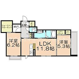 シャーメゾングラース 2SLDKの間取図画像