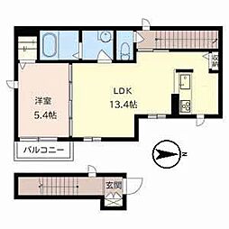 ルーエ北条 1LDKの間取図画像