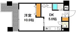 大拓ハイツ6 4階1DKの間取り