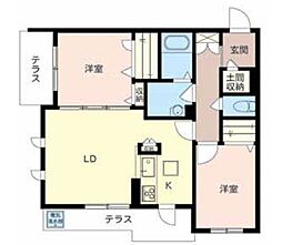 おおさか東線 JR淡路駅 徒歩6分の賃貸マンション 1階2LDKの間取り