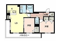 シャーメゾン三津屋北 2LDKの間取図画像