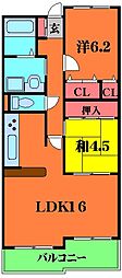 さくら館 2階2LDKの間取り